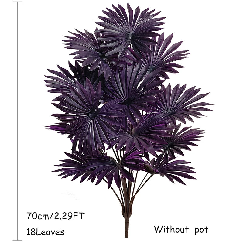 1.8-5FT Artificial Plant Purple Palm Tree Tropical Fake Plants Plastic Palm Leafs Big Monstera Tree Branch For Home Garden Decor