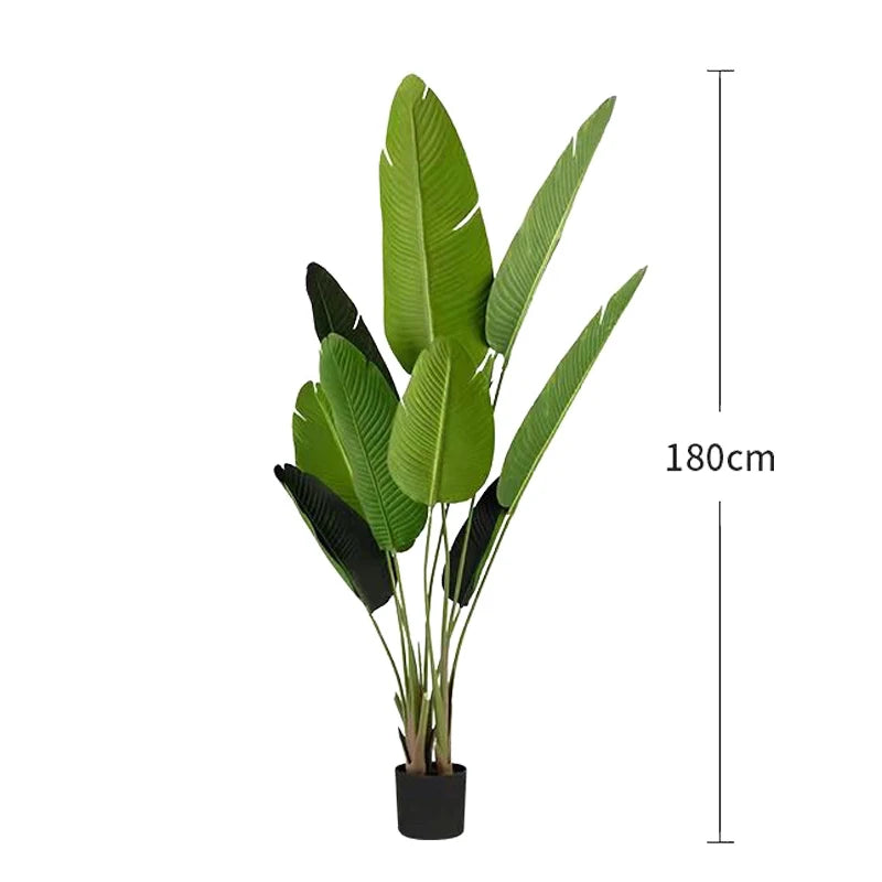 120-200cm Large Artificial Banana Tree Tropical Fake Plants Palm Leafs Monstera Green Plastic Jungle Plant for Home Office Decor