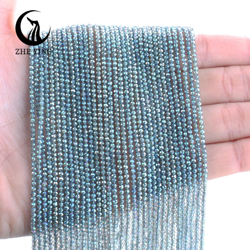 Zhe Ying New 2mm Electroplating AB Crystal Beads Small Loose Faceted Spacer Beads for Jewelry Making DIY Accessories