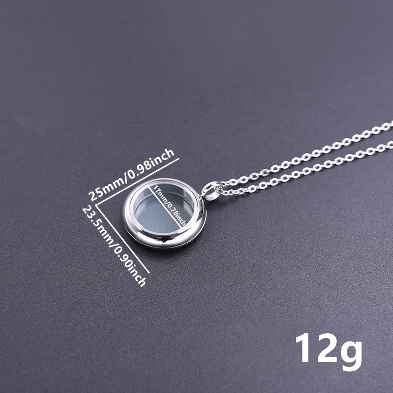 1Pc 17/28/32mm Stainless Steel Round Memory Ashes Locket Pendant Men Necklaces Diy Floating Relicario Coin Bezel Collar Jewelry
