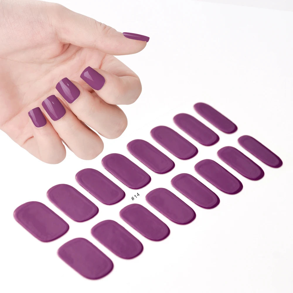 14pc Transparent Semi Cured Gel Nail Strips Nail Strengthening Gel Slider Long-Lasting Clear Crystal Gel Waterproof UV Stickers