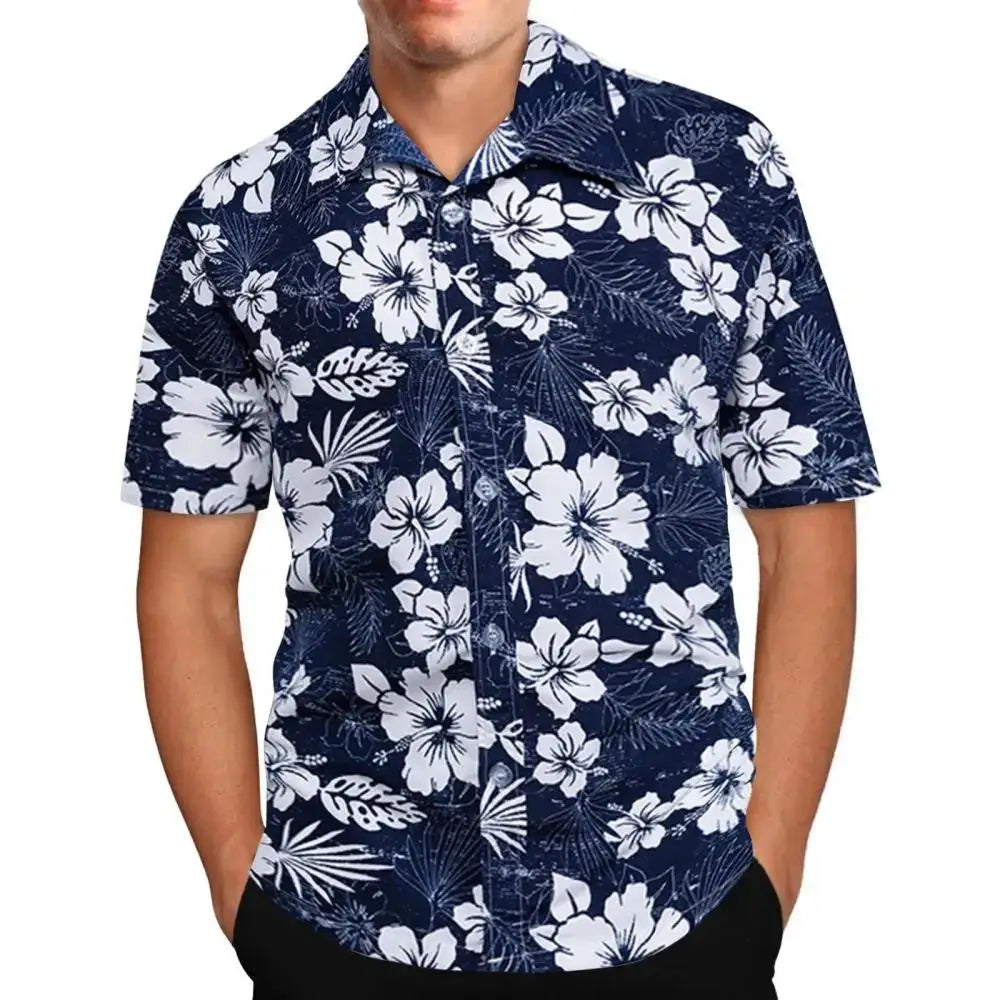 2023 Summer Animal Crane Men's Hawaiian Shirt 3d Plant Floral Print Plus Size Beach Flower