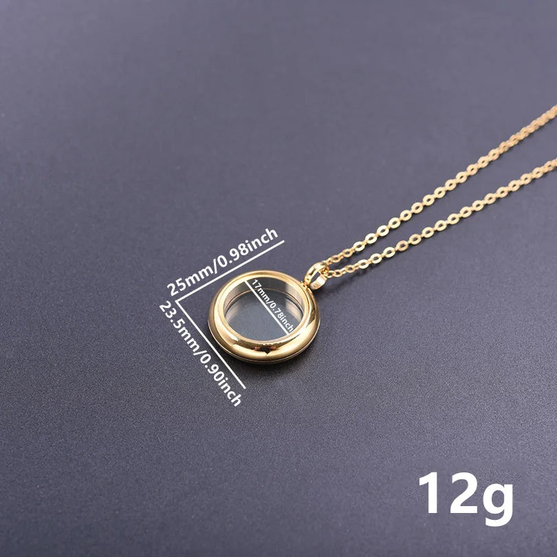 1Pc 17/28/32mm Stainless Steel Round Memory Ashes Locket Pendant Men Necklaces Diy Floating Relicario Coin Bezel Collar Jewelry