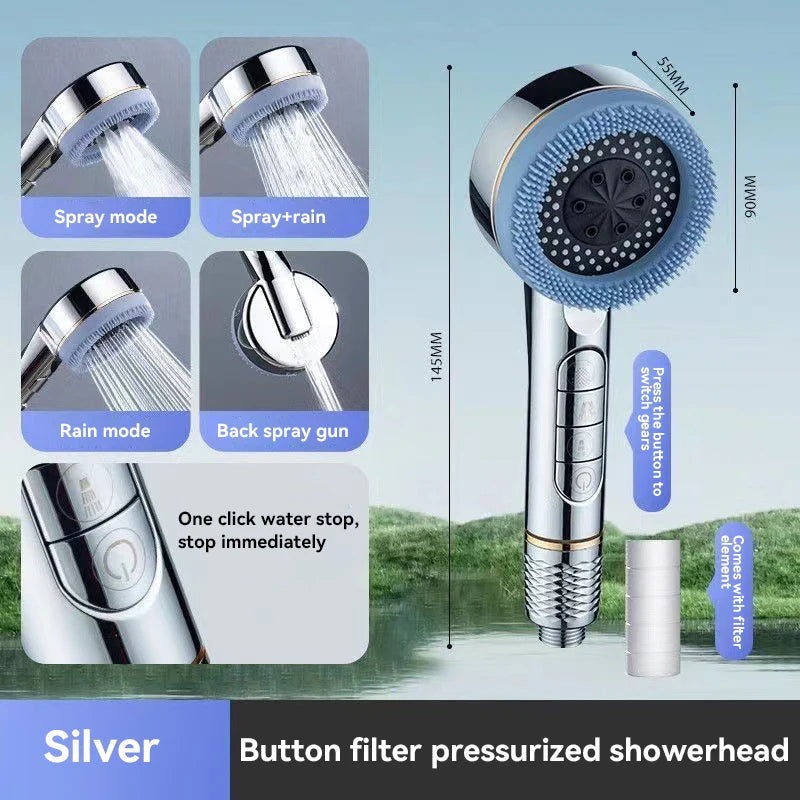 Xiaomi Shower Head 4 Modes High Pressure Showerhead One-key Stop Water Massage Shower Head With Filter Element Shower Head 2025