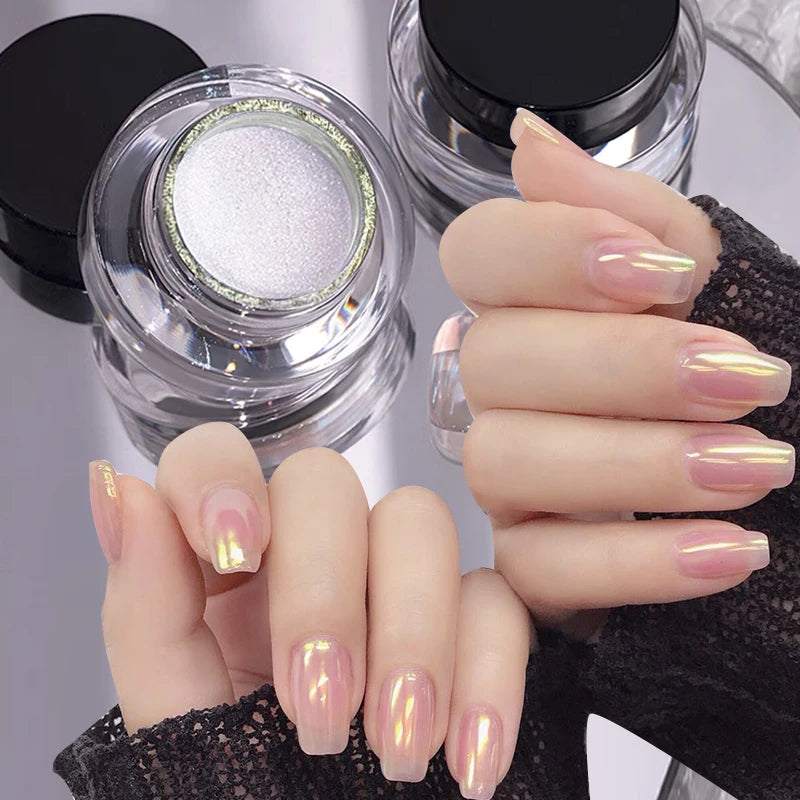 1Box Silver Gold Moonlight Mirror Nails Glitter Powder Metallic Silver Decoration For Nails Aurora Chrome Manicure Nail Art
