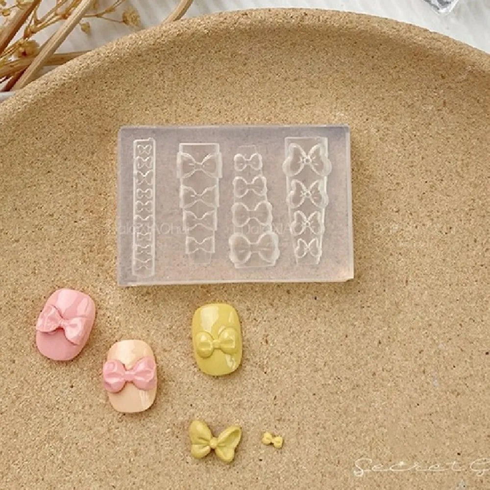 1pc Bowknot Flower 3D Acrylic Nail Mold Palace Nail Decorations DIY Design Silicone Manicure Mold Nail Art