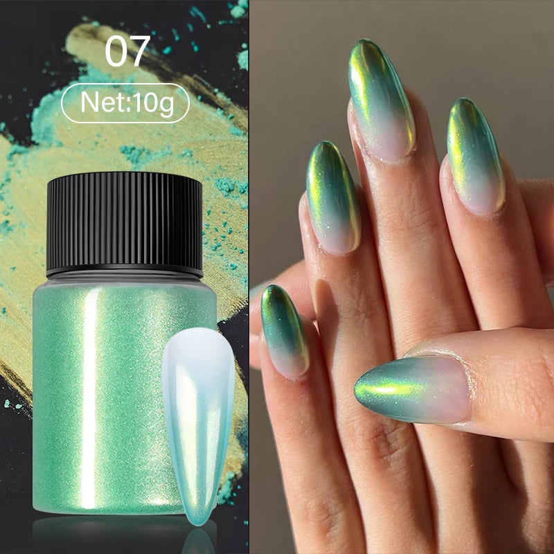 1Box Silver Gold Moonlight Mirror Nails Glitter Powder Metallic Silver Decoration For Nails Aurora Chrome Manicure Nail Art