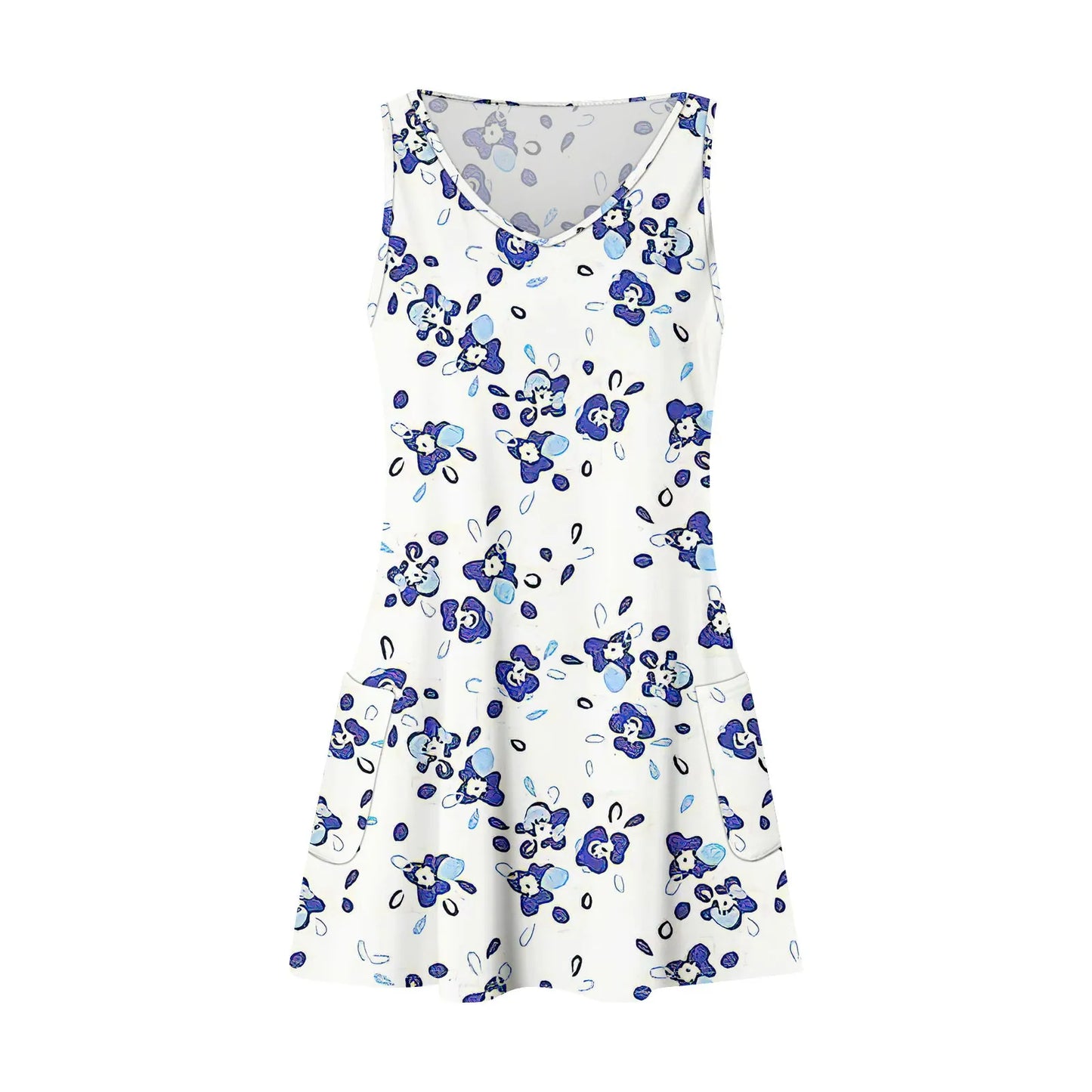 Women's Casual Print Summer Bohemian Beach Dress With Pockets V Neck Tank Dress Summer Dresses for Women 2024 Women's Dress