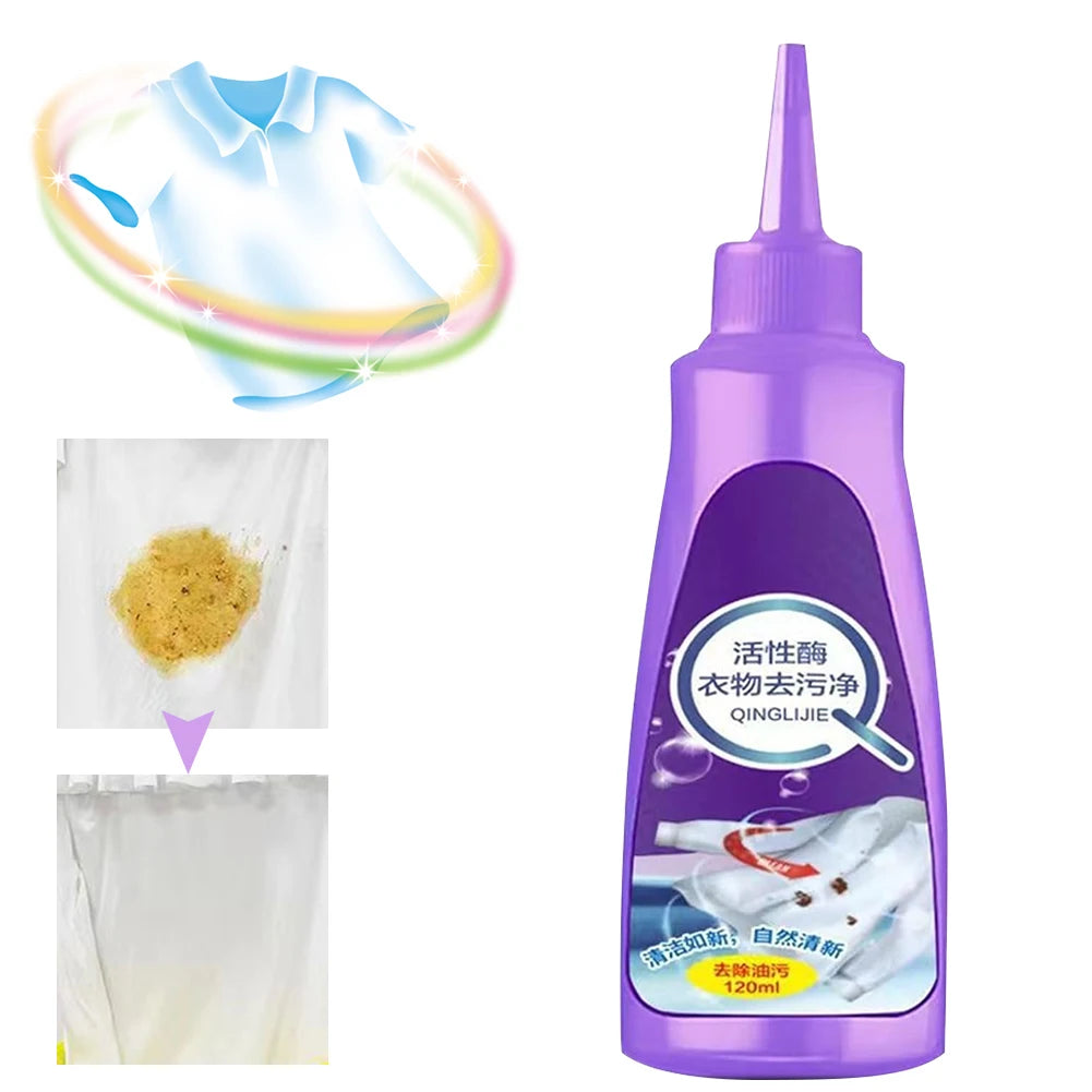 120 ML Clean Linen Active Enzyme Laundry Detergent High Efficiency Blossom Works on Most Coffee Mud Grease Oil Stain Remove