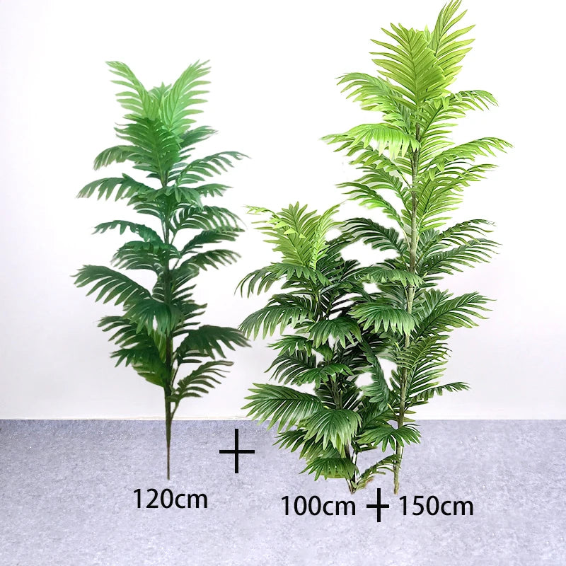 150cm Large Artificial Palm Tree Fake Tropical Plants Green Monstera Leaves Plastic Banyan Tree for Garden Home Office Decor