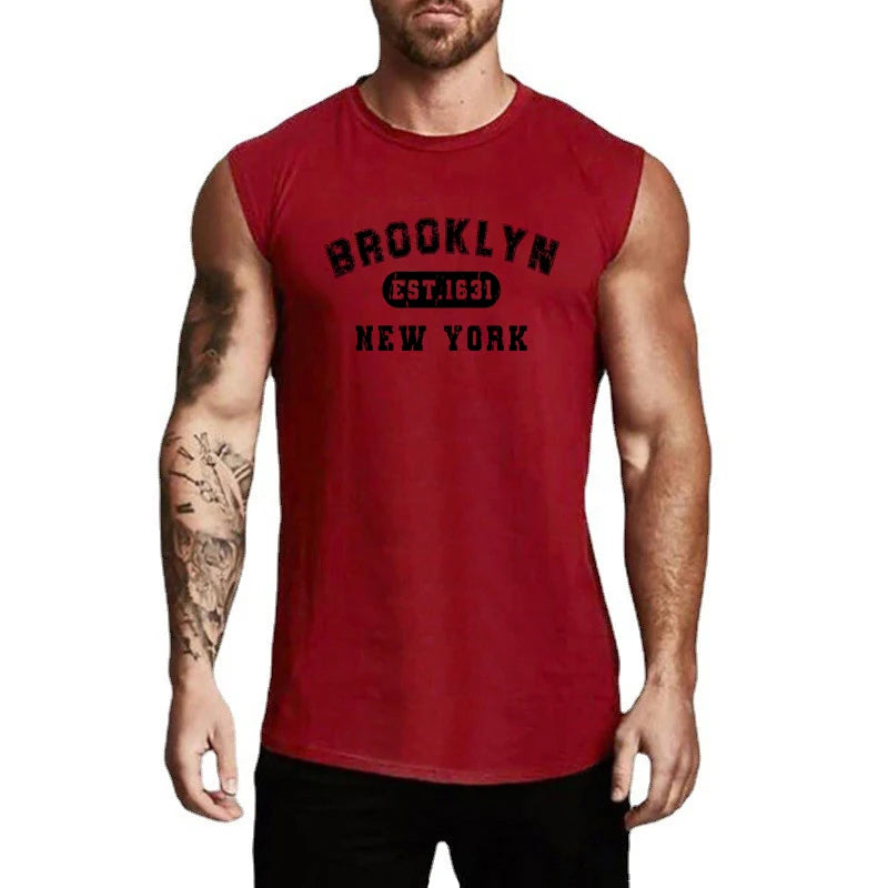 Summer Cotton Breathable Bodybuilding Tank Tops Mens Workout Muscle Sleeveless Cool Shirts Gym Fitness Muscle Training Clothing