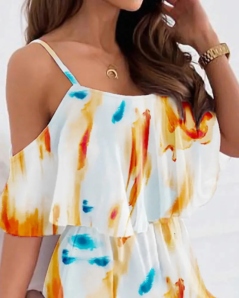 Woman Dress 2022 Summer Floral Printed Sexy Spaghetti Strap Off Shoulder Dress Casual Ladies Holiday Beach Boho Dresses Vestidos