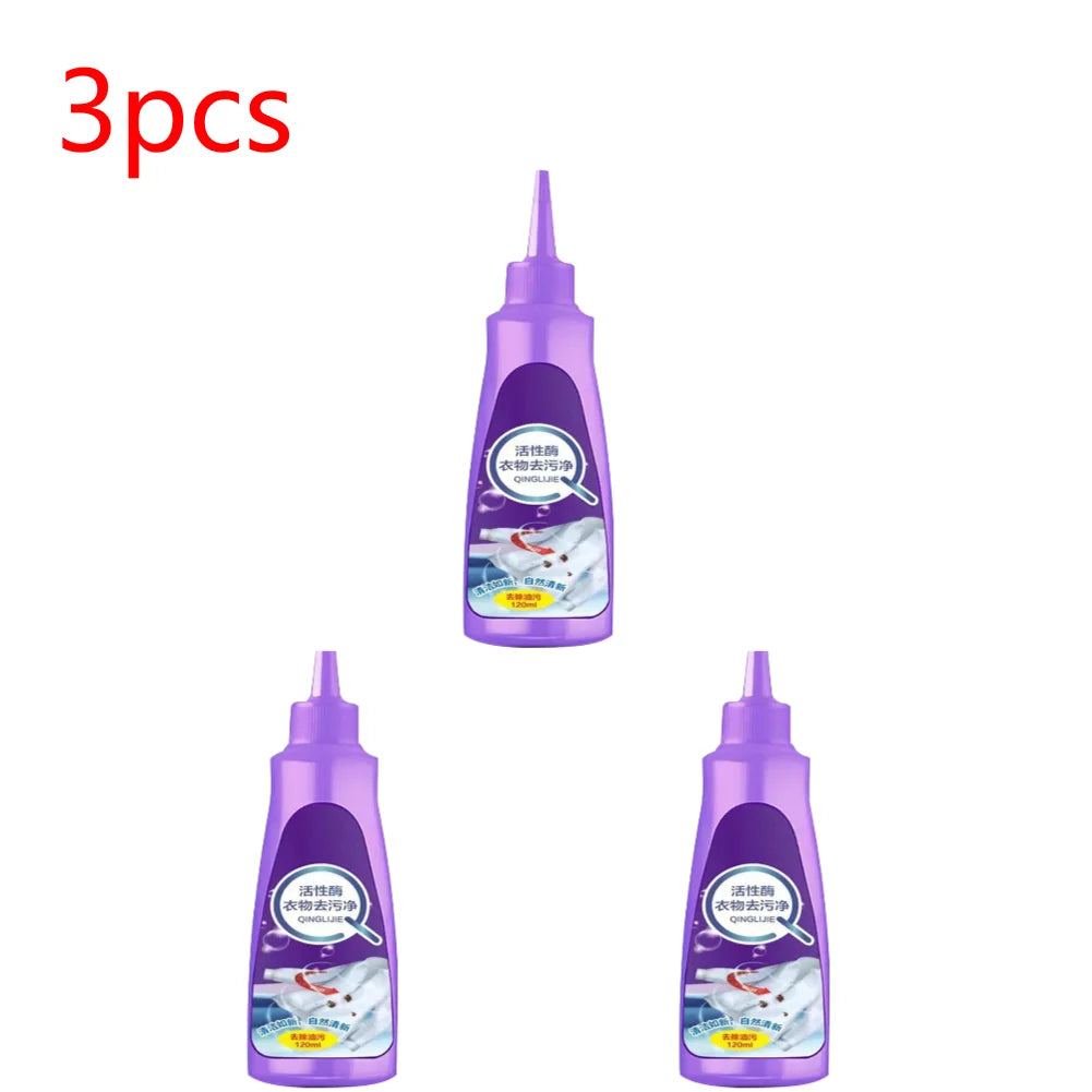 120 ML High Efficiency Active Enzyme Laundry Detergent White Shirt Guardian Works on Most Coffee Mud Grease Oil Stain Remove