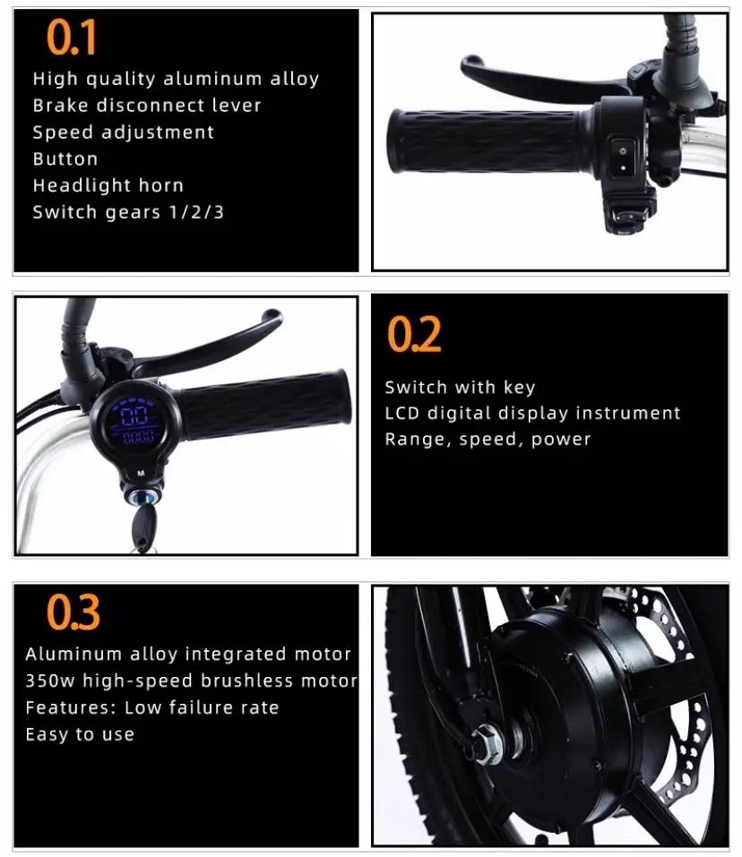 14 Inch Folding Electric Tricycle For Senior 48V Three-wheel Electric Bicycle Adult 2 Basket Seat Small Pedal ebike