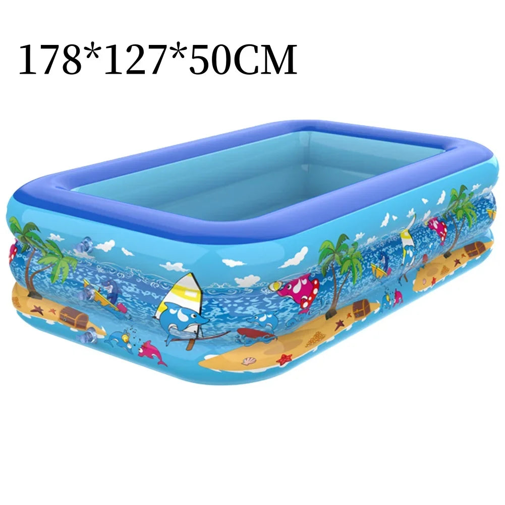 110-180CM Inflatable Swimming Pool Indoor Outdoor PVC Swimming Pool Cartoon Thickening Swimming Pool for Toddler Kids Pool