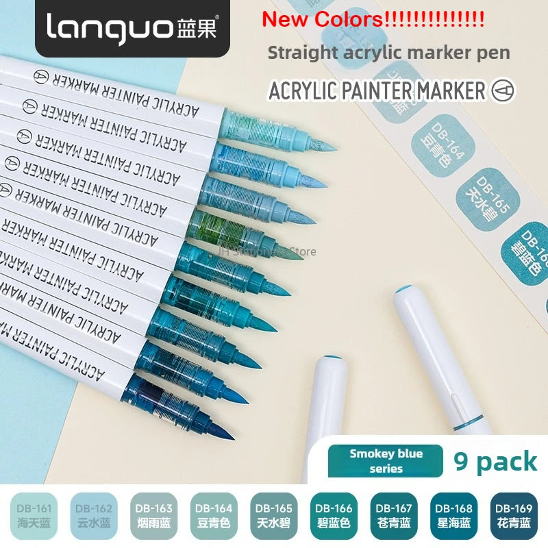 171/9 Direct Liquid Acrylic Art Markers Paint Pens Brush Color Marker for Rock Painting Stone Glass DIY Art Supplies Stationery