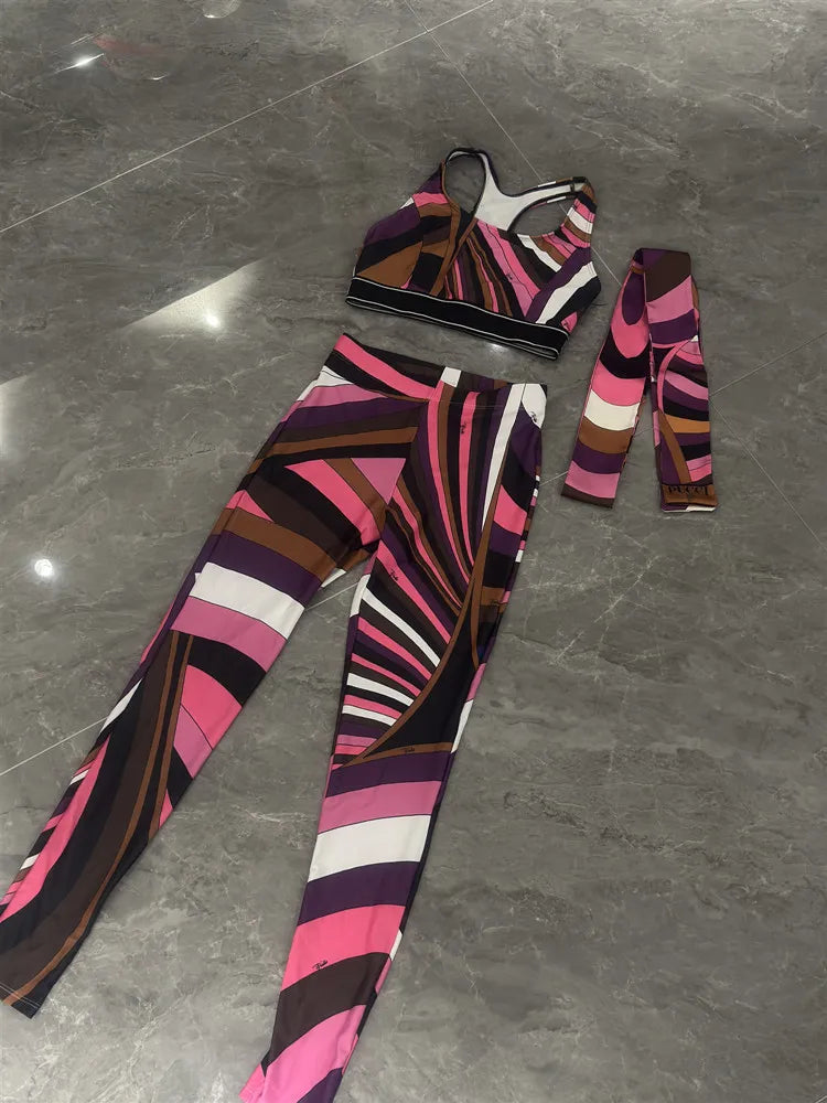 Women Swimsuit Split Swimsuit Bikini Striped Geometry Pattern One-Piece Swimsuit