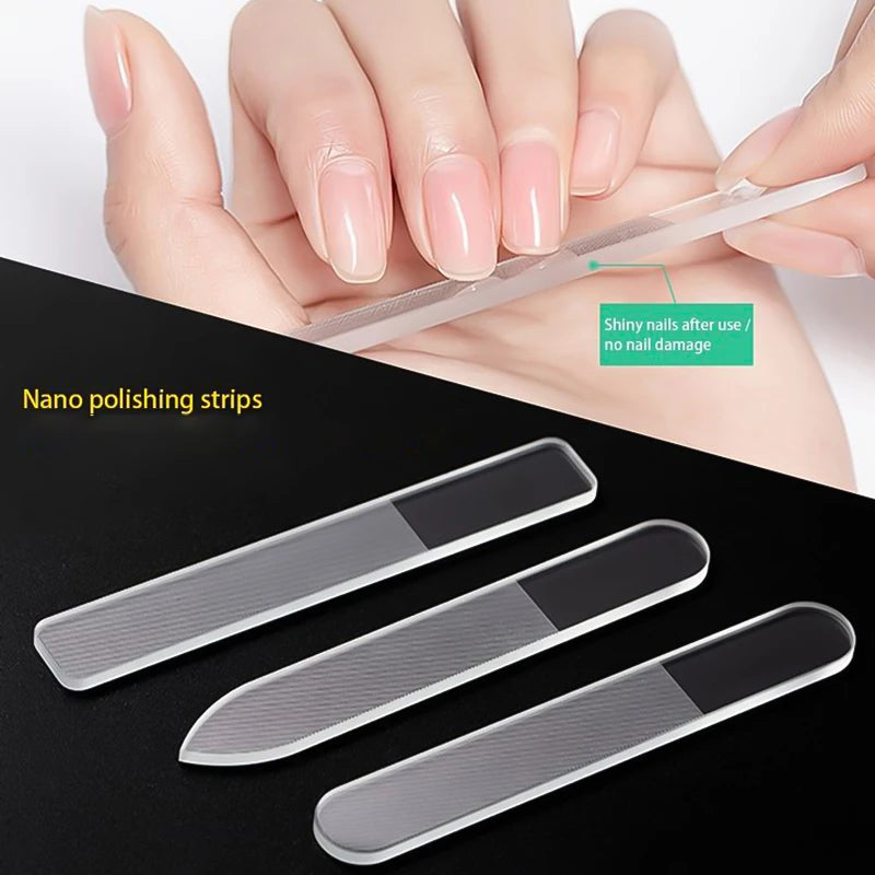1/3Pcs Durable Nano Glass File Nail Art File Buffing Transparent Sanding Polishing Manicure Professional Nail Accessories Tool