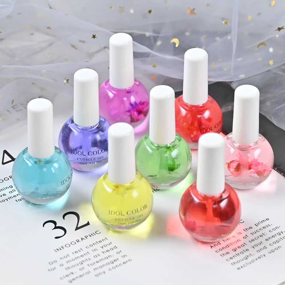 15ml Nail Cuticle Nutrition Oil Honey/Peach Strawberry/Orange/Lemon Cuticle Revitalizer Oil Prevent Nail Care Nourish Oil Tool