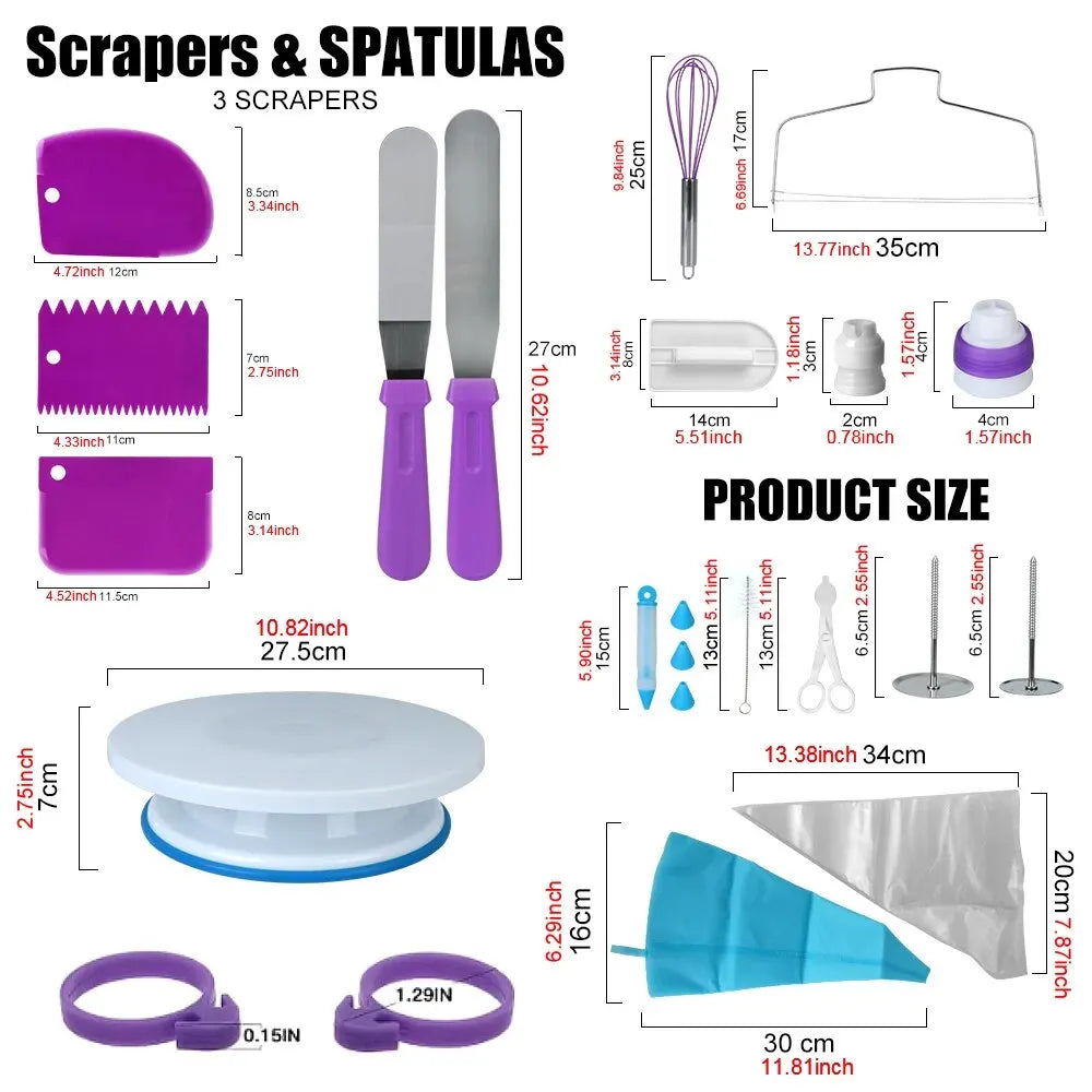 137Pcs Cake Decorating Tools Kit Pastry Turntable Kit Piping Nozzle Piping Bag Set Rotating Stand Baking Tools Accessories Bak