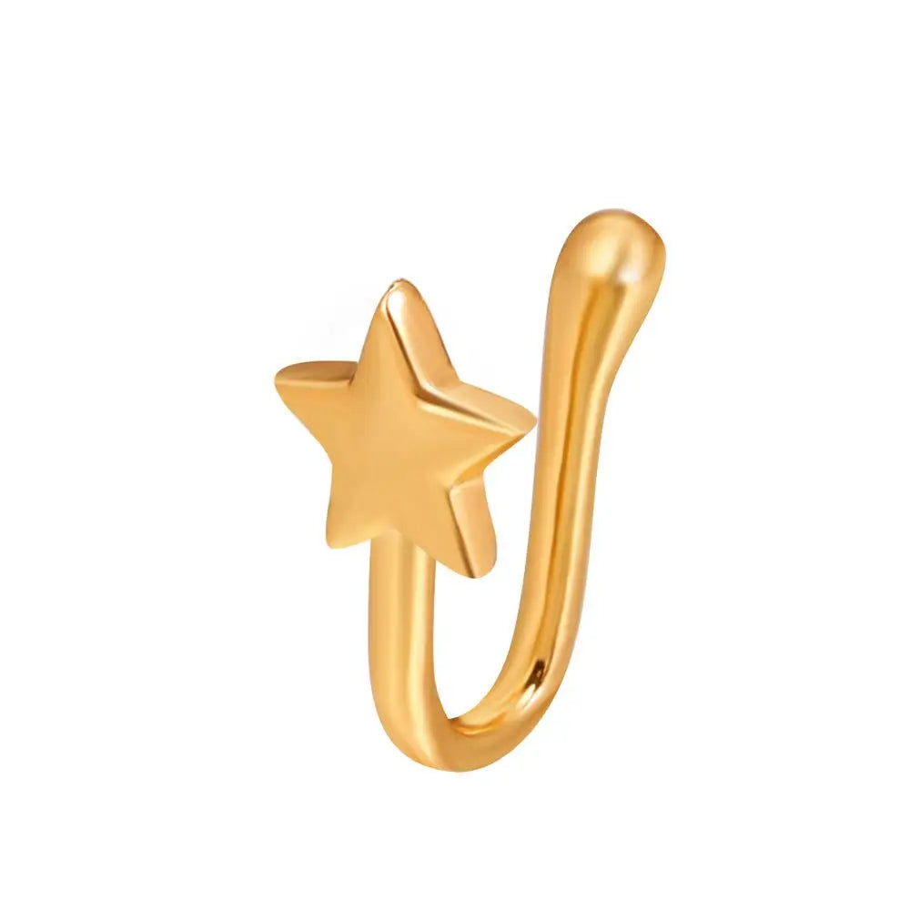 Men Women Nose Ring Clip Fake Septum Piering Rock Hip Hoop Punk Stainless Steel Body Jewelry Non Perforation Nose Clips Ring Z6