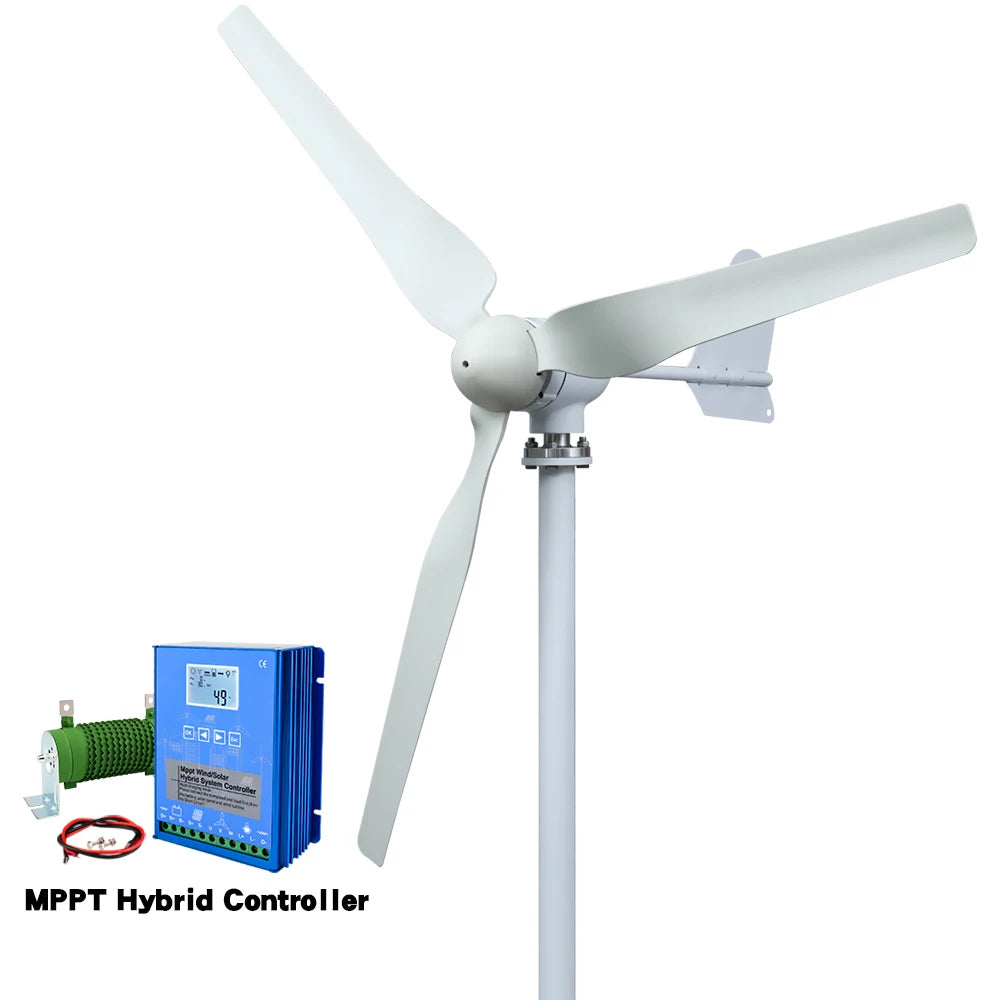 15kwh/day EU D-free Delivery Of 4000W 48V Horizontal Household 220V Wind Farm With Solar Cell System