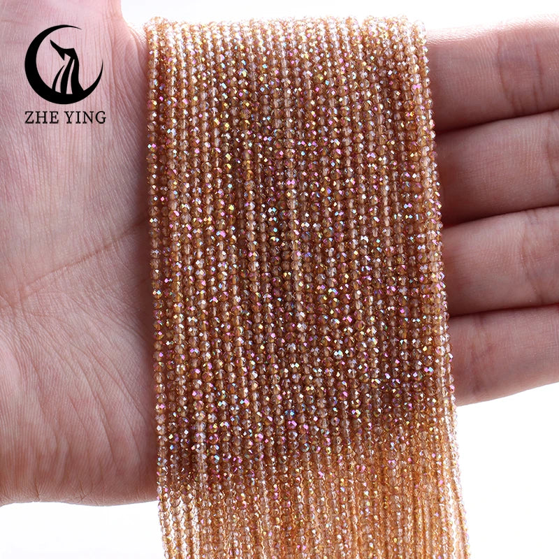 Zhe Ying New 2mm Electroplating AB Crystal Beads Small Loose Faceted Spacer Beads for Jewelry Making DIY Accessories