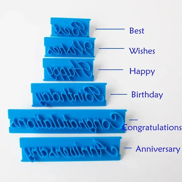1 Set Cake Baking Molds Alphabet Letter Words Cookie Press Stamp Embosser Cutter Fondant Mould Happy Birthday Cake Decoration