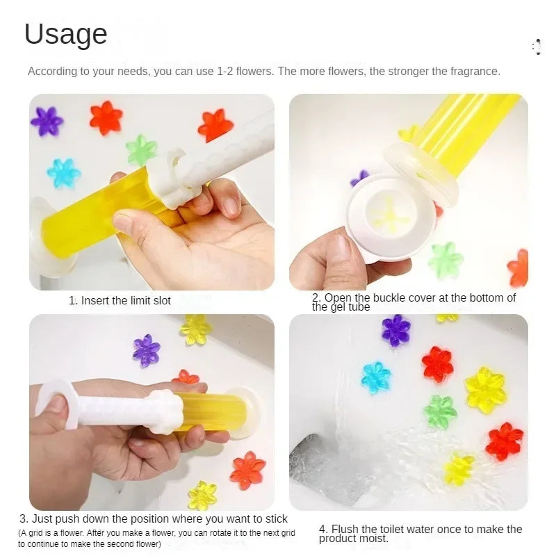 1Pc 14 Flowers Toilet Cleaner Gel Syringe Aromatic Drain Toilet Cleaning Detergent Air Freshener Remove Odors Home Bathroom Tool