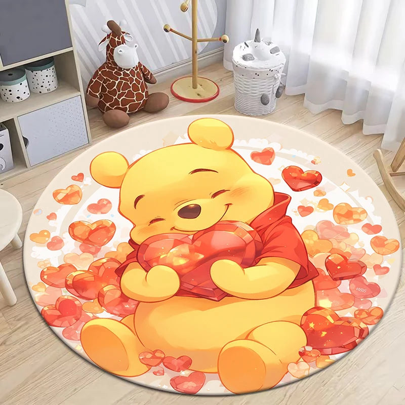 Winnie the Pooh Cute Cartoon Print Round Carpet.Bedroom,Balcony,Entry Door,Sofa,Chair Non-slip Mat.Gift,Picnic,Home Decorat,Rug