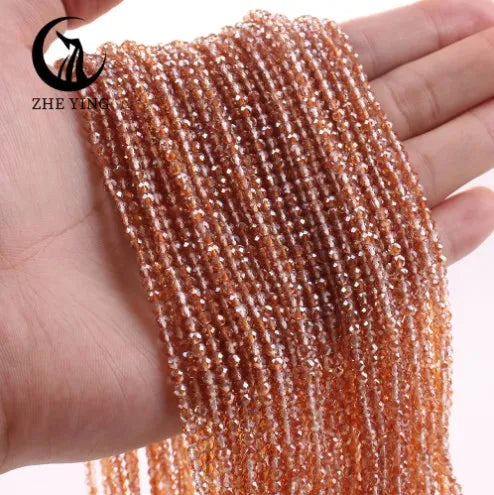 Zhe Ying New 2mm Electroplating AB Crystal Beads Small Loose Faceted Spacer Beads for Jewelry Making DIY Accessories