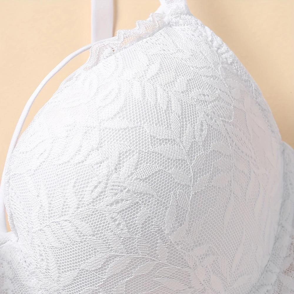 Women's Sexy Lace Bra, Underwire Push-Up Support, Anti-Sagging and Beautiful Breasts, Suitable for Dating, Comfortable Daily Bra