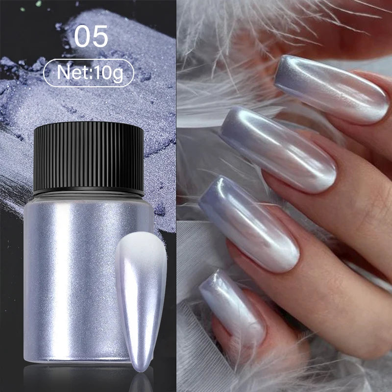 1Box Silver Gold Moonlight Mirror Nails Glitter Powder Metallic Silver Decoration For Nails Aurora Chrome Manicure Nail Art