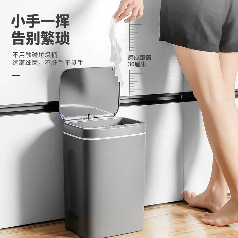 16L Automatic Sensor Trash Can Electric Touchless Smart Bin Kitchen Bathroom Waterproof Bucket Garbage With Lid Home Wastebasket