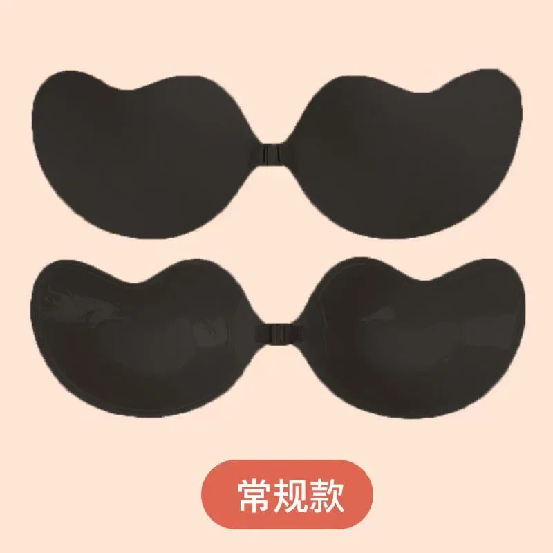 Invisible Push Up Bra for Women Backless Strapless Bra Seamless Front Closure Bralette Underwear Silicone Self-Adhesive Bra Pad