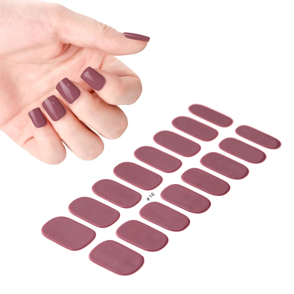 14pc Transparent Semi Cured Gel Nail Strips Nail Strengthening Gel Slider Long-Lasting Clear Crystal Gel Waterproof UV Stickers