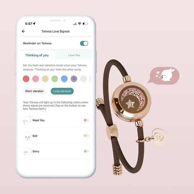 totwoo Touch Single Bracelet- Long Distance Touch Bracelet Light up and Vibration Relationship Love Baracelet Smart Jewelry