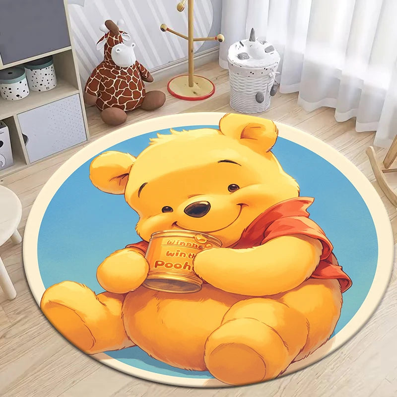 Winnie the Pooh Cute Cartoon Print Round Carpet.Bedroom,Balcony,Entry Door,Sofa,Chair Non-slip Mat.Gift,Picnic,Home Decorat,Rug
