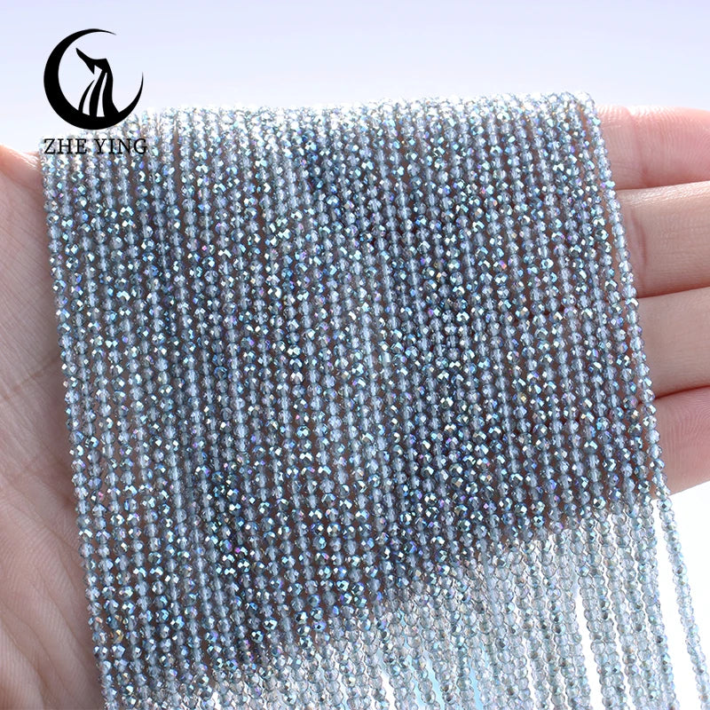 Zhe Ying New 2mm Electroplating AB Crystal Beads Small Loose Faceted Spacer Beads for Jewelry Making DIY Accessories