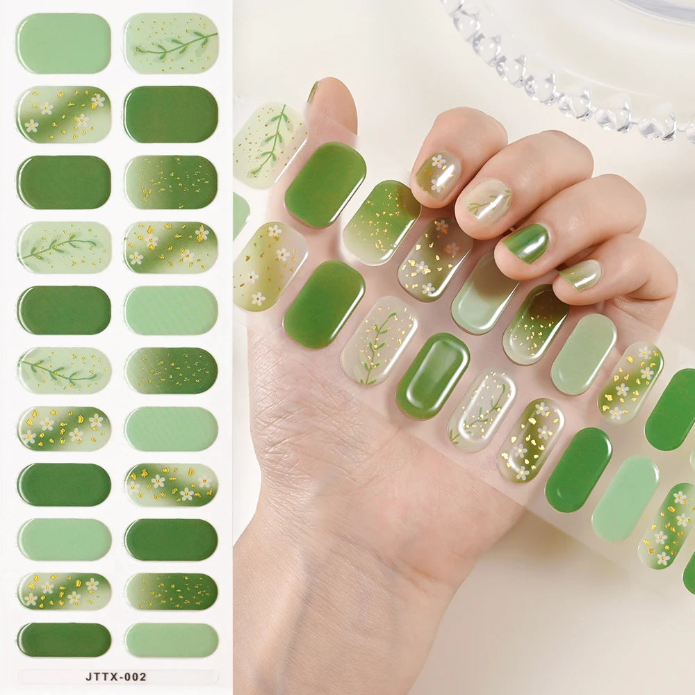 14pc Transparent Semi Cured Gel Nail Strips Nail Strengthening Gel Slider Long-Lasting Clear Crystal Gel Waterproof UV Stickers