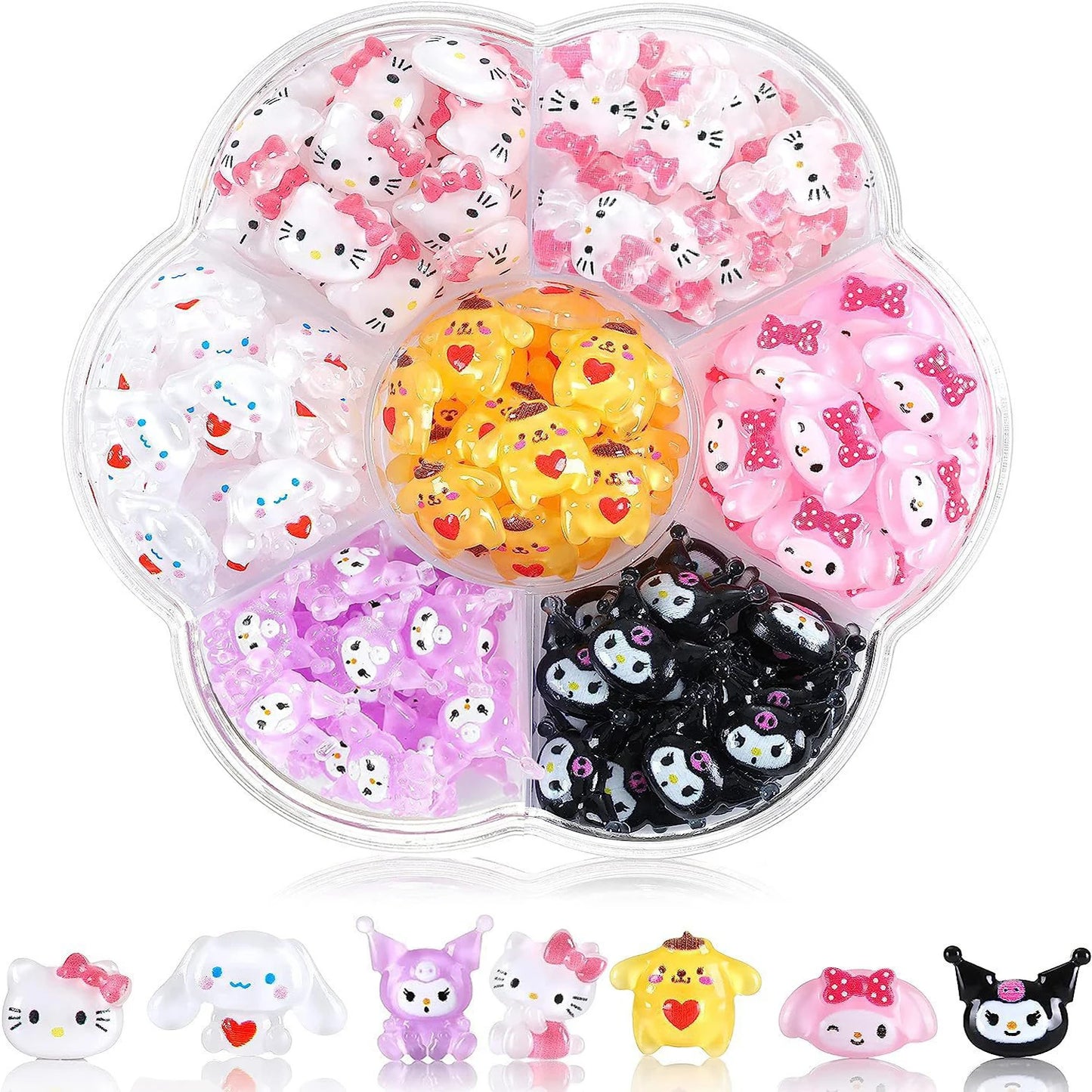 120PCS/70PCS Kawaii Sanrio Mini Nail Art Accessories Stickers HelloKitty DIY Phone Case Hairpin Nail Decoration Charms Craft Y2K