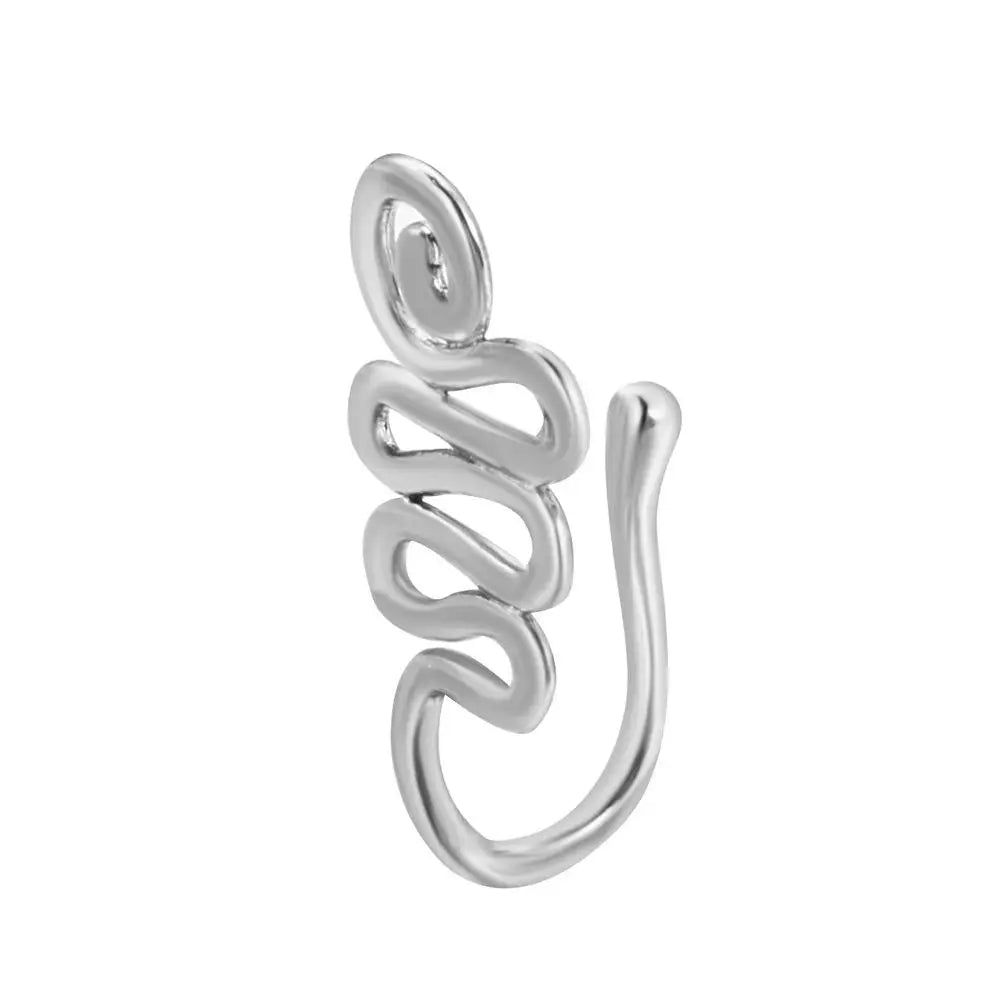 Men Women Nose Ring Clip Fake Septum Piering Rock Hip Hoop Punk Stainless Steel Body Jewelry Non Perforation Nose Clips Ring Z6