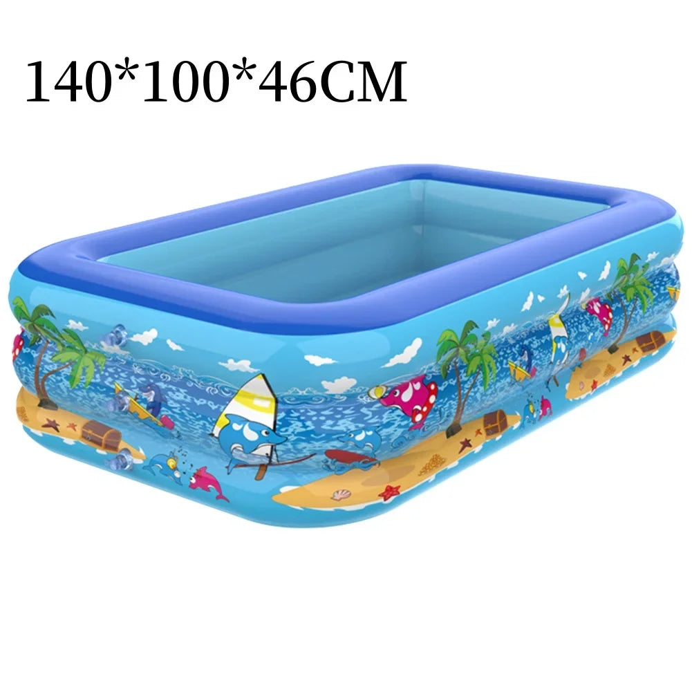 110-180CM Inflatable Swimming Pool Indoor Outdoor PVC Swimming Pool Cartoon Thickening Swimming Pool for Toddler Kids Pool