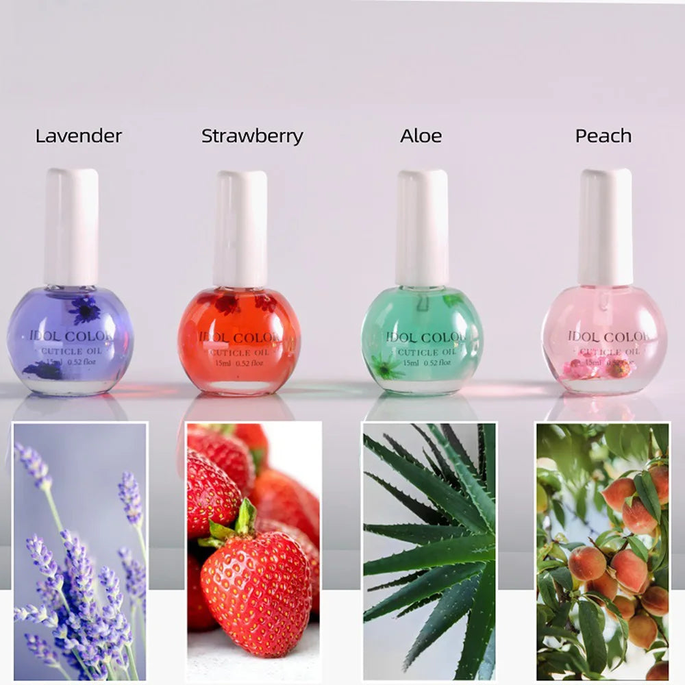 15ml Nail Cuticle Nutrition Oil Honey/Peach Strawberry/Orange/Lemon Cuticle Revitalizer Oil Prevent Nail Care Nourish Oil Tool