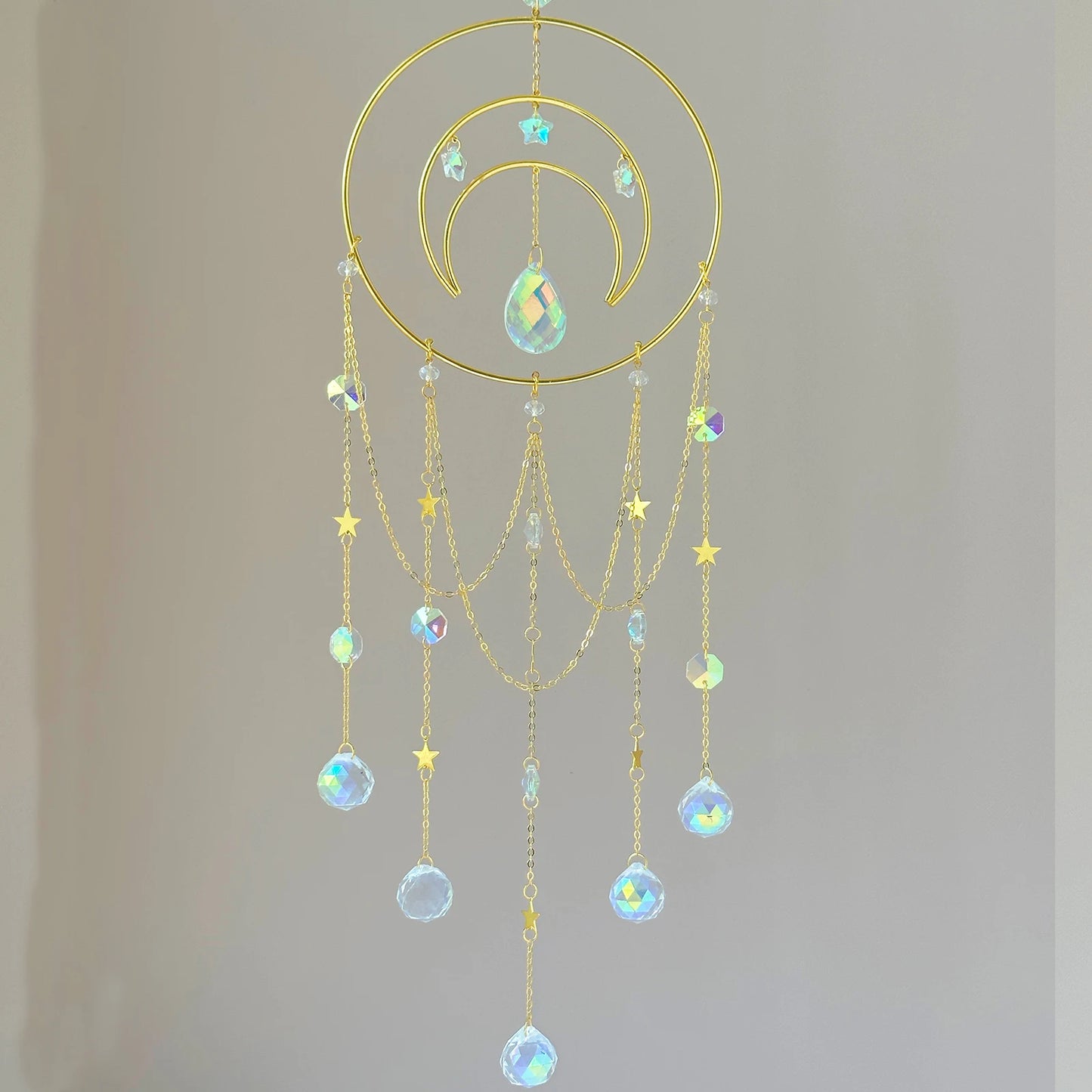 1PC Large Moon Suncatcher, Moon Crystal Wind Chime Charm, Charming Decoration, Charming Gift