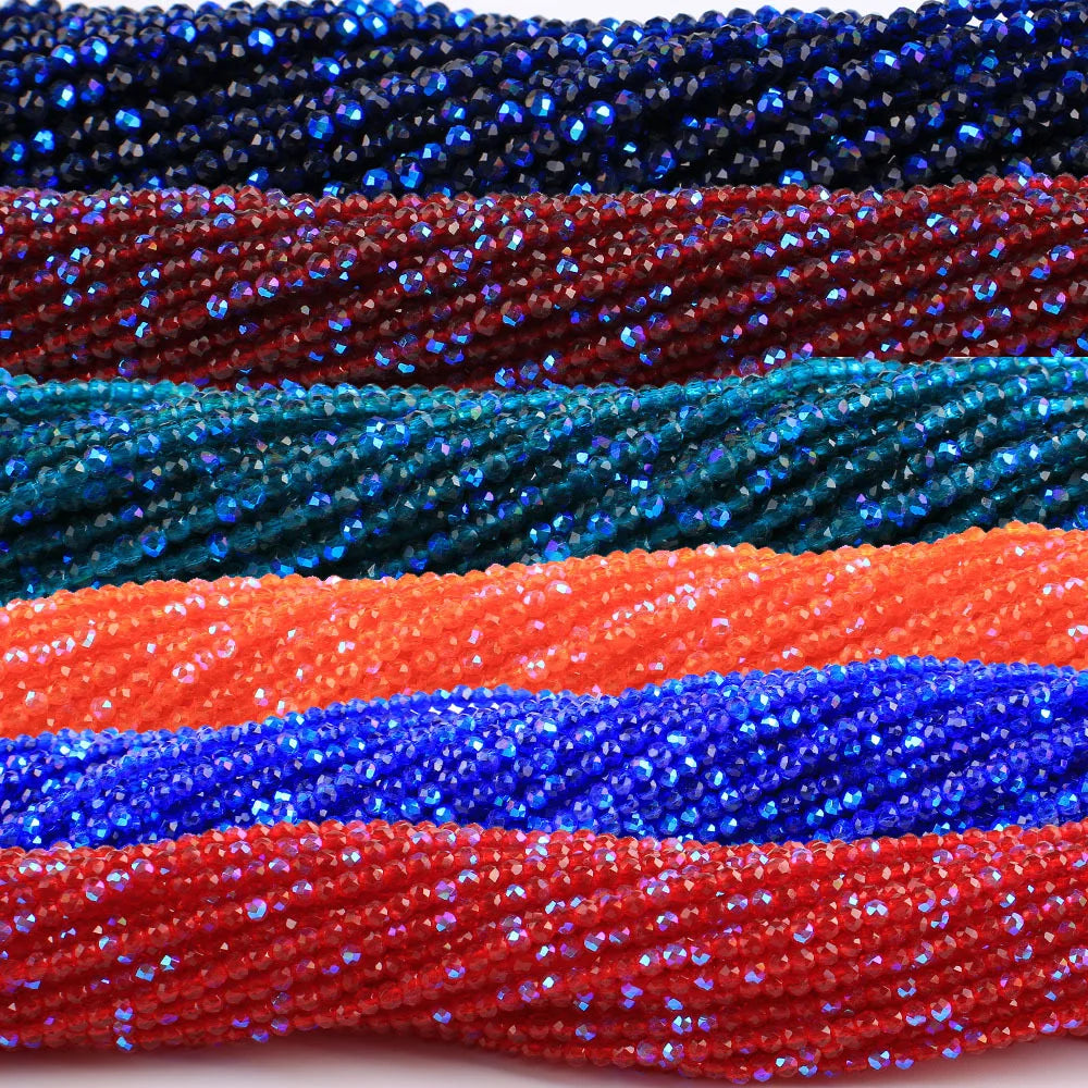 Zhe Ying New 2mm Electroplating AB Crystal Beads Small Loose Faceted Spacer Beads for Jewelry Making DIY Accessories