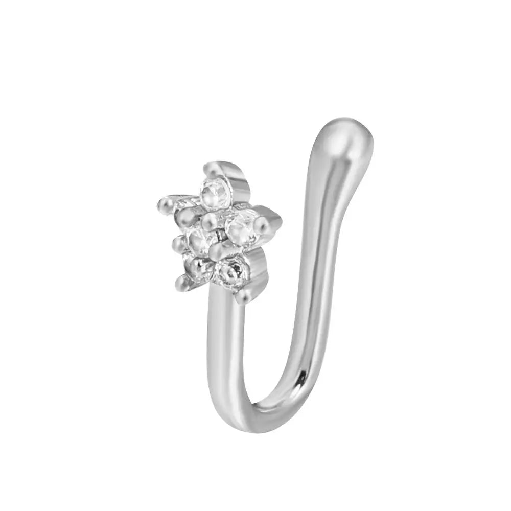 Men Women Nose Ring Clip Fake Septum Piering Rock Hip Hoop Punk Stainless Steel Body Jewelry Non Perforation Nose Clips Ring Z6