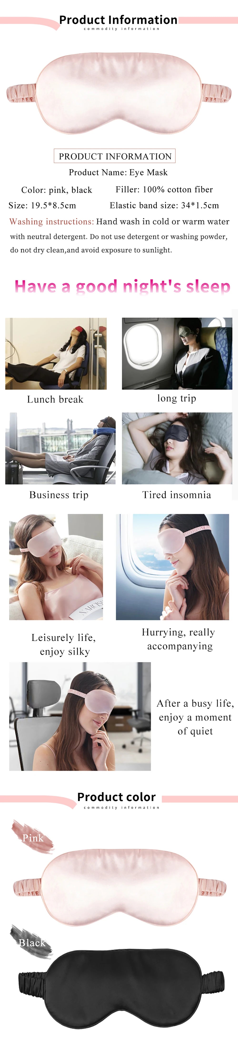 100% Pure Silk Double-Side Shading EyeShade Sleeping Eye Mask Cover Eyepatch Blindfolds Eyeshade Health Sleep Shield Light