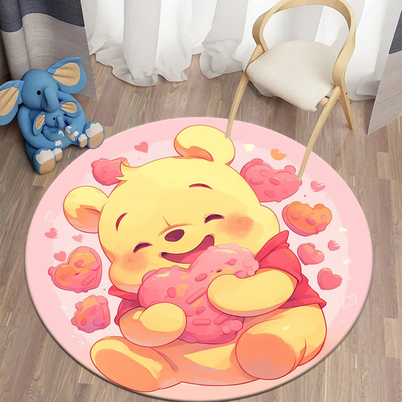 Winnie the Pooh Cute Cartoon Print Round Carpet.Bedroom,Balcony,Entry Door,Sofa,Chair Non-slip Mat.Gift,Picnic,Home Decorat,Rug