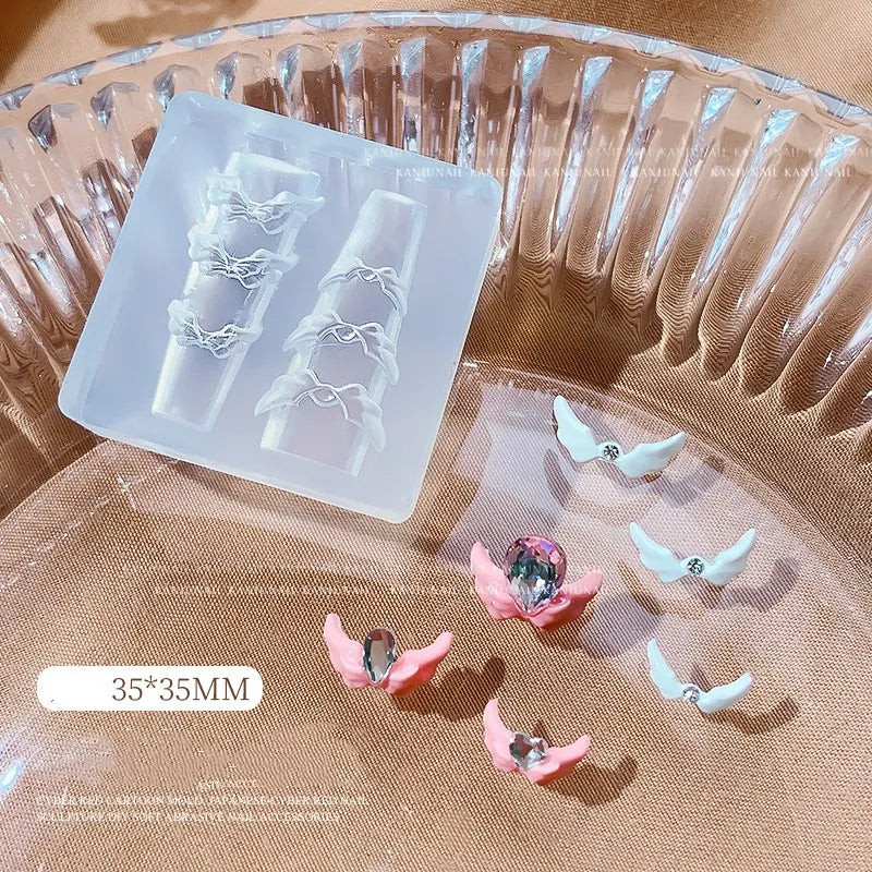 1pc Bowknot Flower 3D Acrylic Nail Mold Palace Nail Decorations DIY Design Silicone Manicure Mold Nail Art